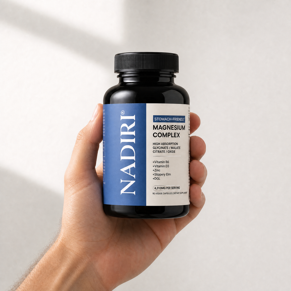 NADIRI Magnesium Complex 18-in-1 bottle held in one hand