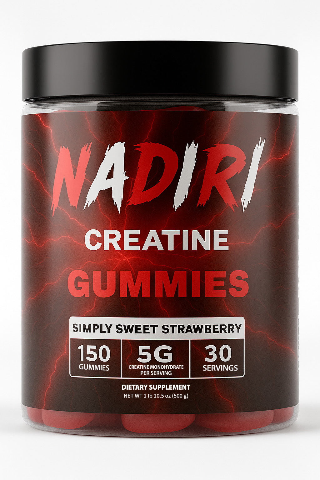 NADIRI Creatine Gummies jar — Simply Sweet Strawberry flavour